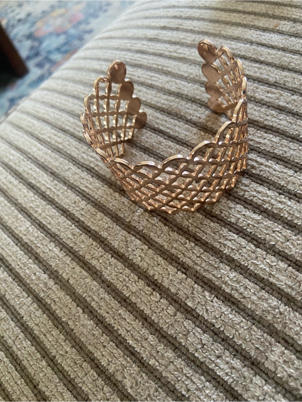 Rose Gold Openwork Scalloped Cuff Bracelet
